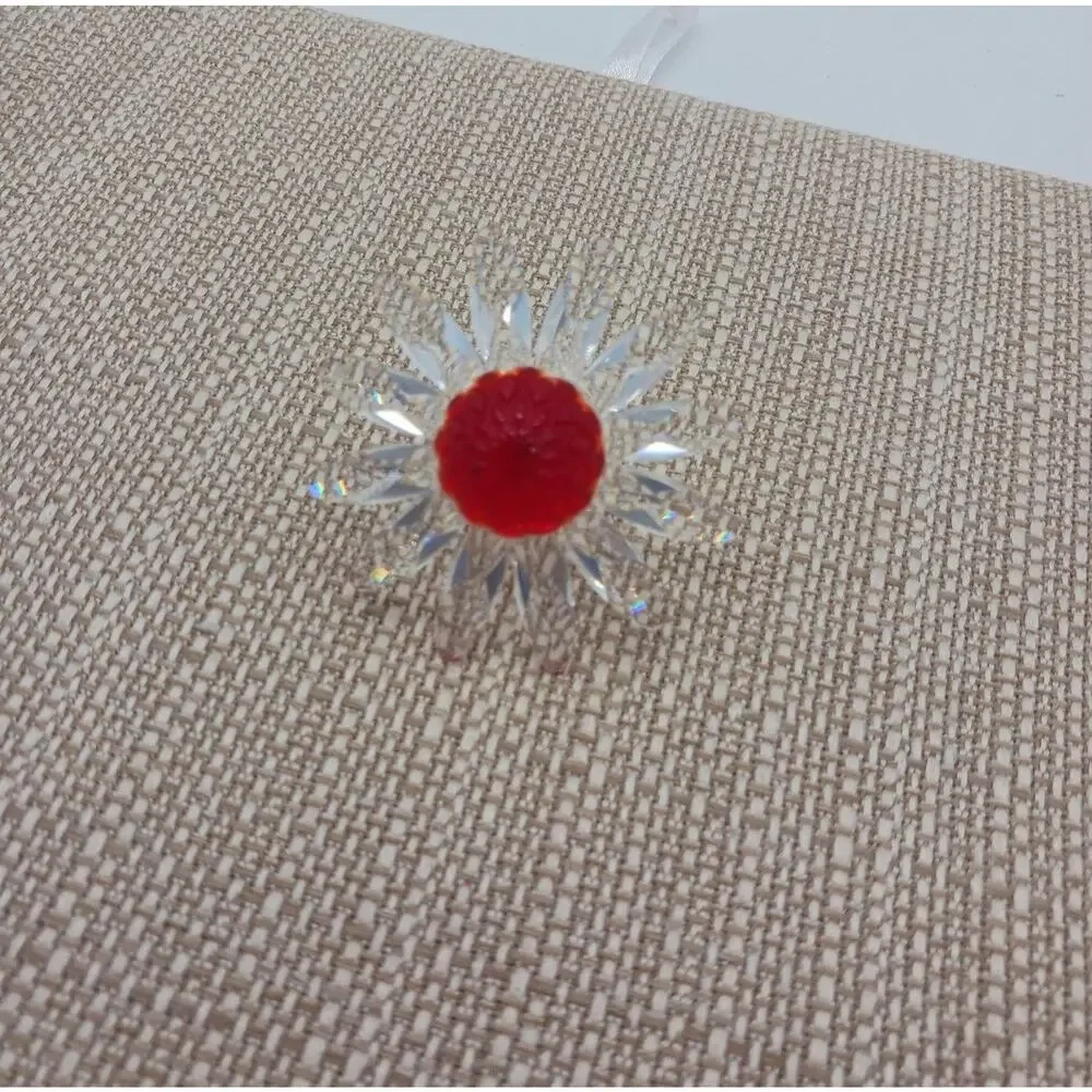 Swarovski SCS Crystal Flower Daisy Figurine Red Center Clear Boxed